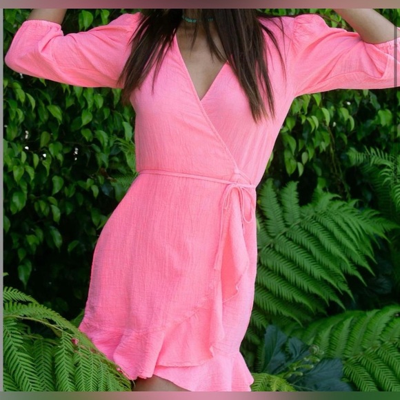 HONORINE Alessandra Cover Up Wrap Mini Dress Pink Size XS - Picture 2 of 7